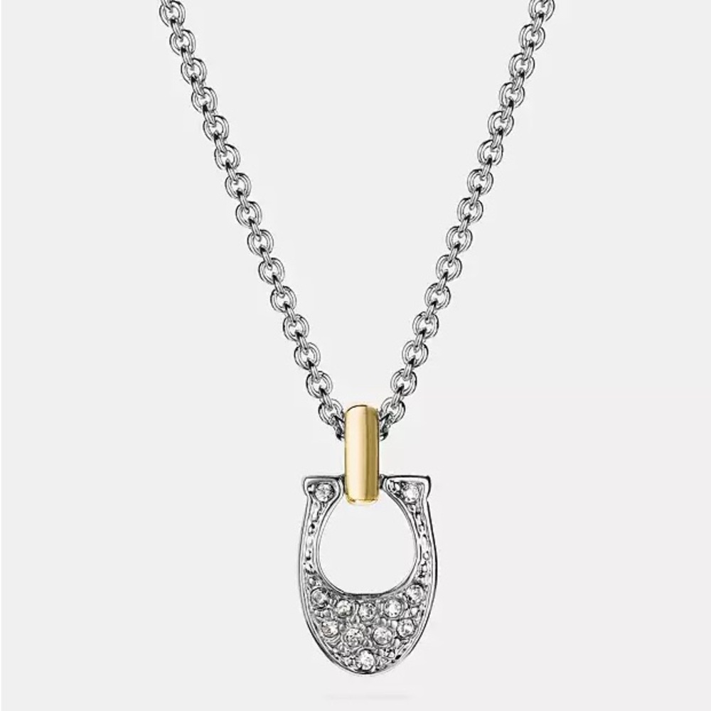 Coach Silver and Gold Pendant Necklace New in Box